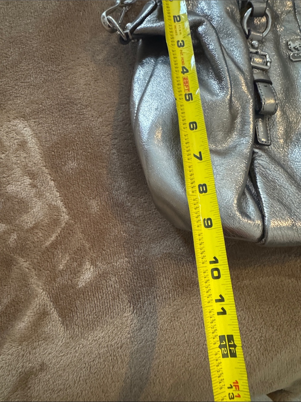 Coach Madison Metallic Silver Leather Satchel with Removable Strap - Picture 9 of 9